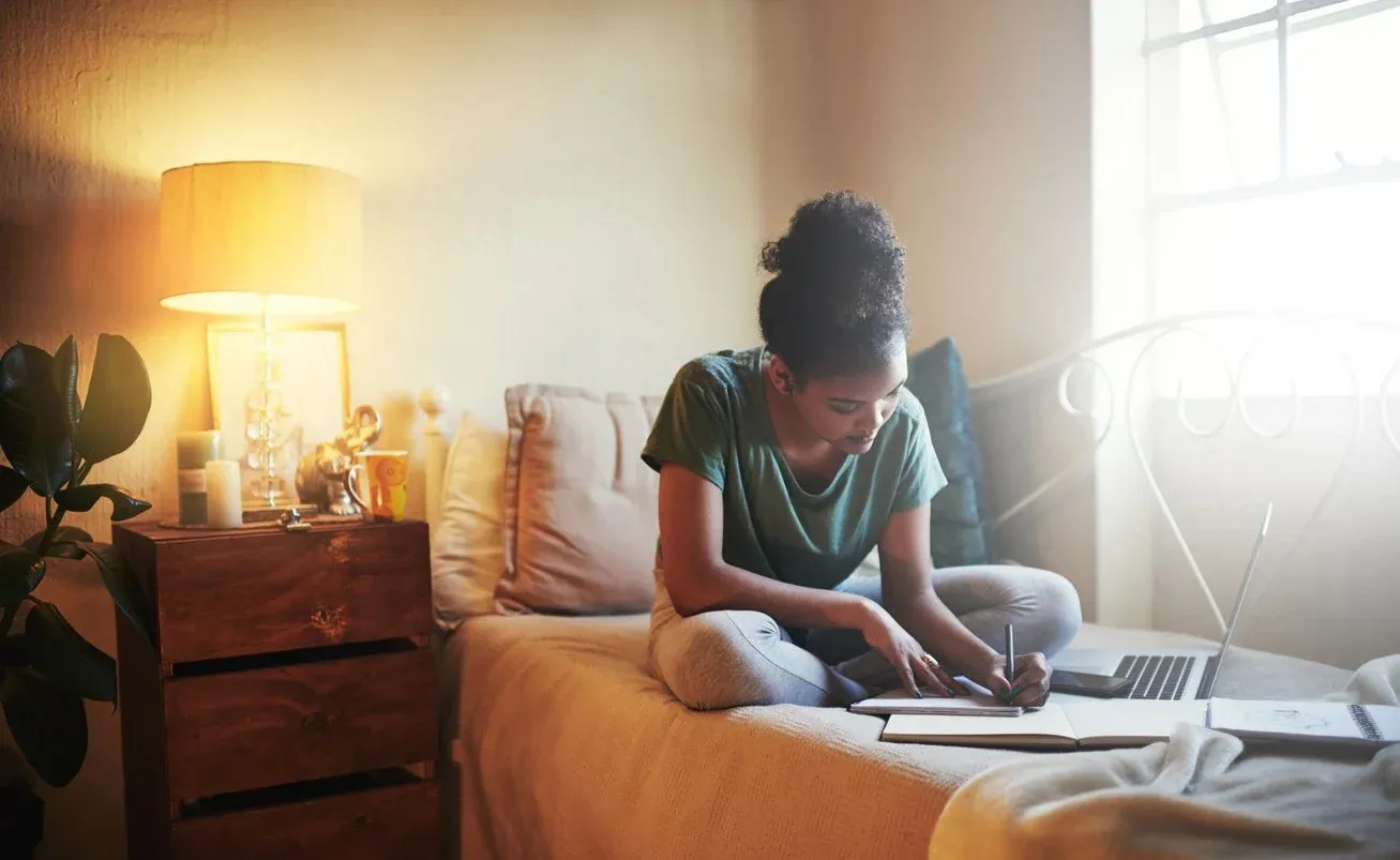 A student engaging in an educational activity.